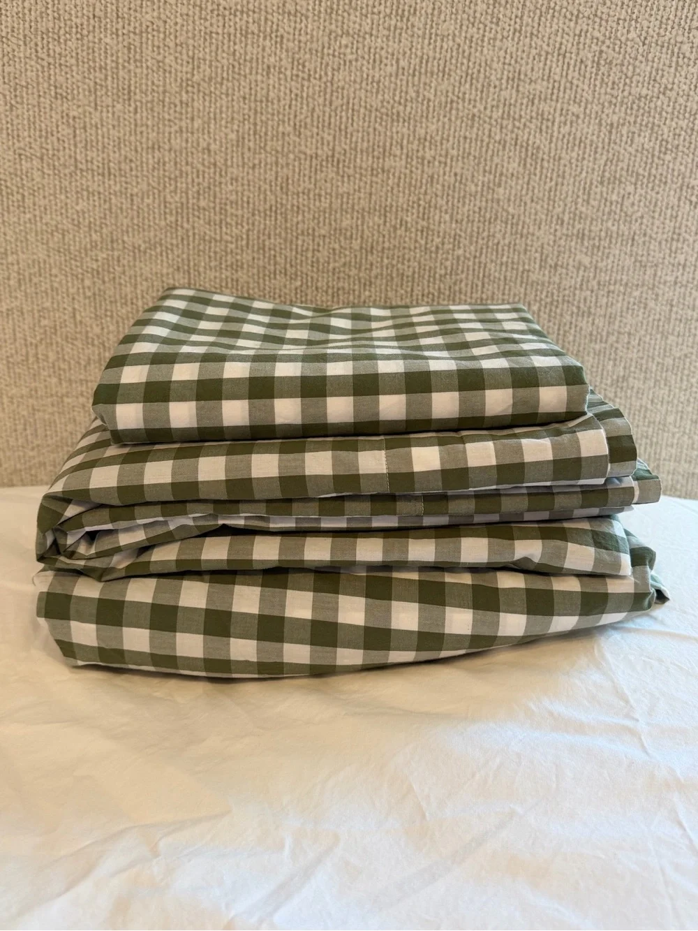Quince Classic Organic Percale Sheet Set Full Olive Gingham